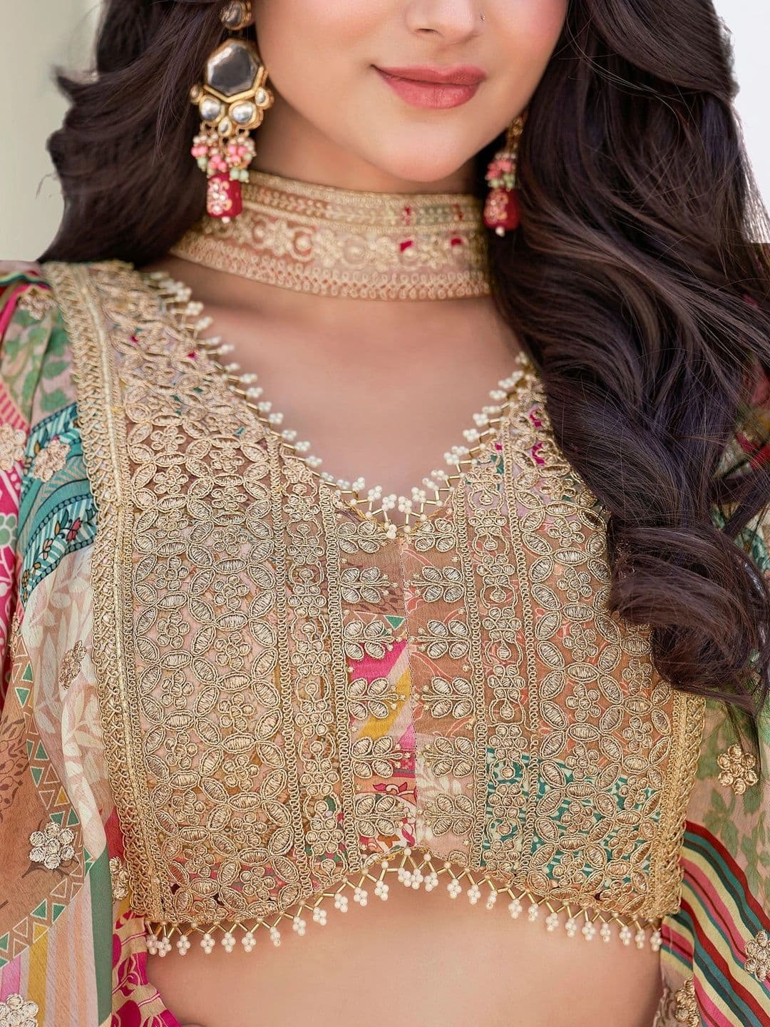 ETHNIC PLUS Embellished Semi-Stitched Lehenga & Unstitched Blouse With Dupatta thumbnail 7