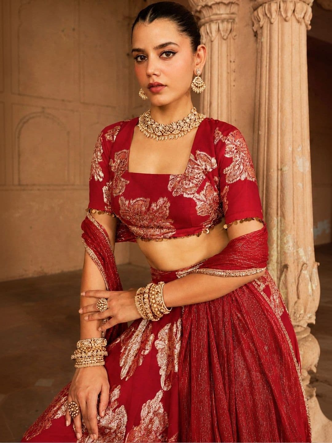 SILCHIC Embellished Foil Print Ready to Wear Lehenga & Blouse With Dupatta thumbnail 6