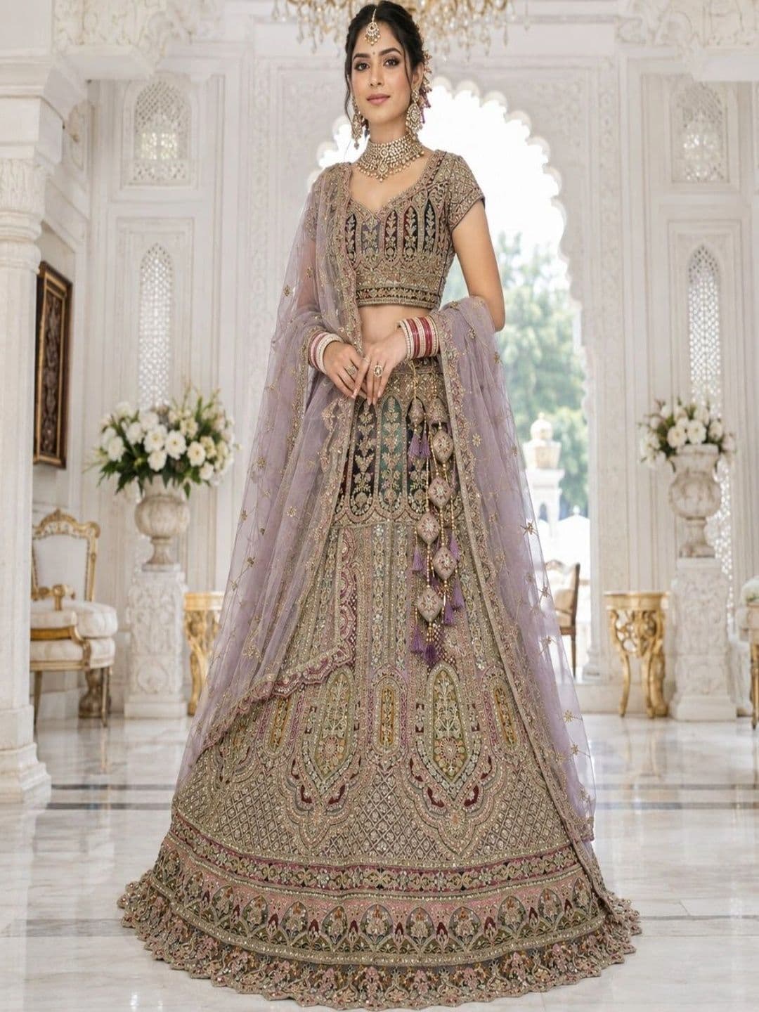 JIYANA WOMENS CHOICE Embellished Semi-Stitched Lehenga & Unstitched Blouse With Dupatta - view 1