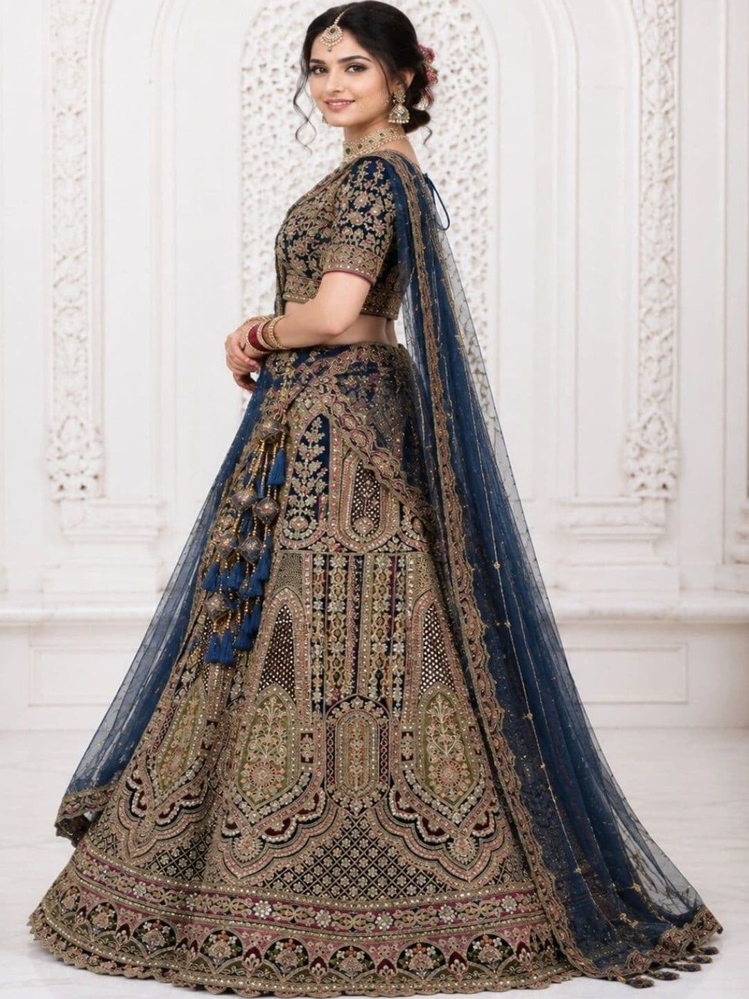 JIYANA WOMENS CHOICE Embroidered Semi-Stitched Lehenga & Unstitched Blouse With Dupatta thumbnail 4