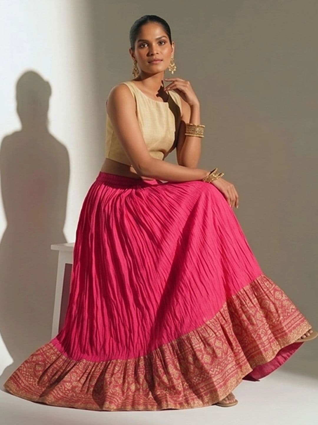 Varanga Women Pure Cotton Floral Maxi Flared Skirt thumbnail 4