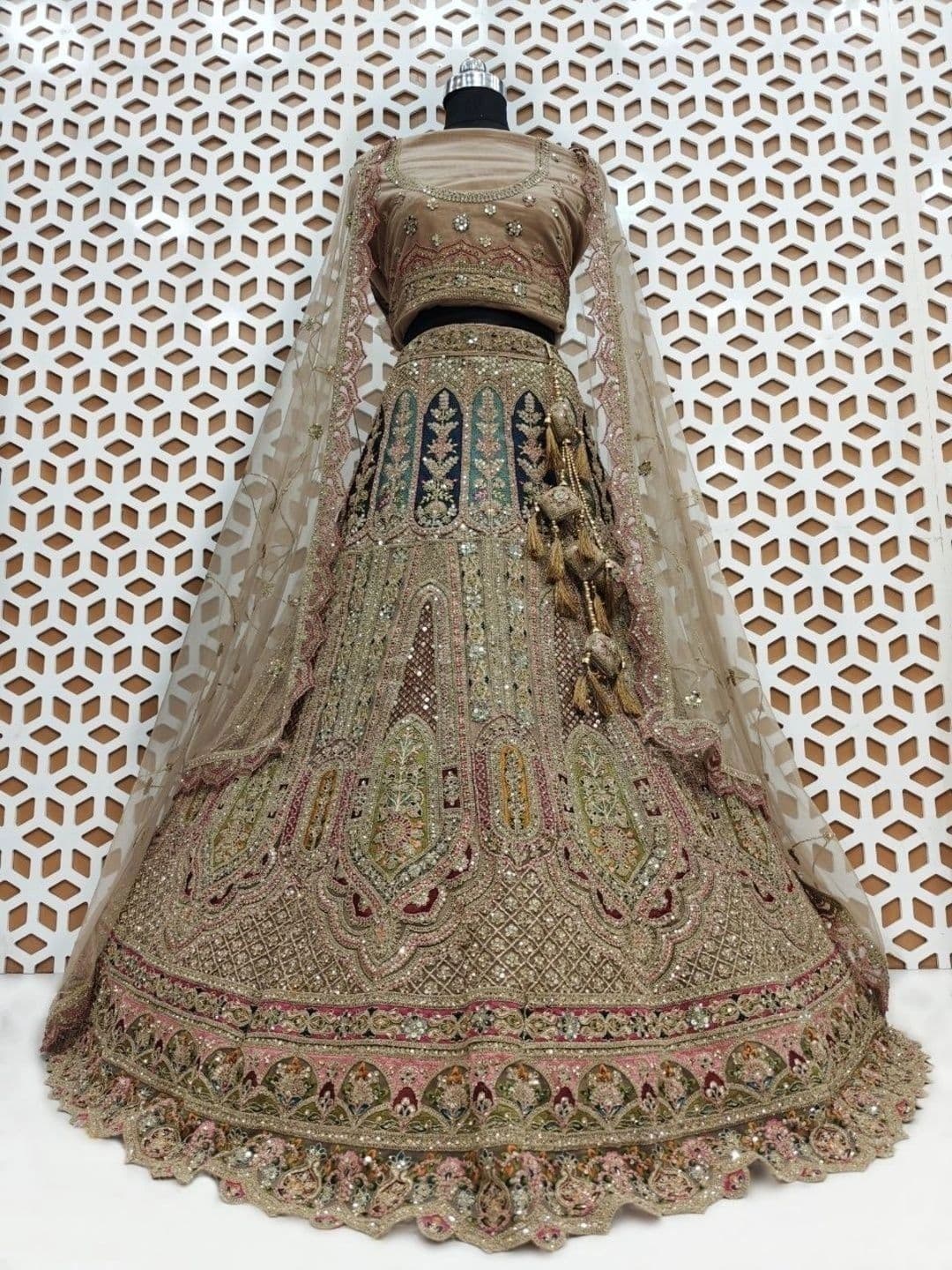 JIYANA WOMENS CHOICE Embroidered Sequinned Semi-Stitched Lehenga & Unstitched Blouse With Dupatta thumbnail 5