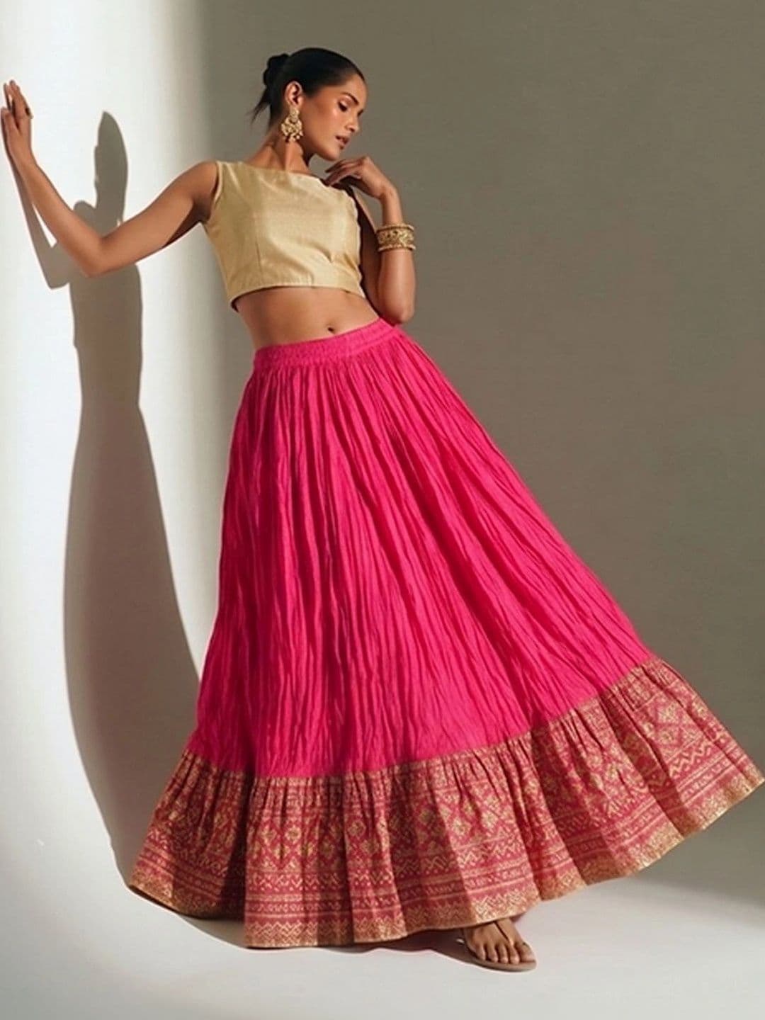 Varanga Women Pure Cotton Floral Maxi Flared Skirt - view 1
