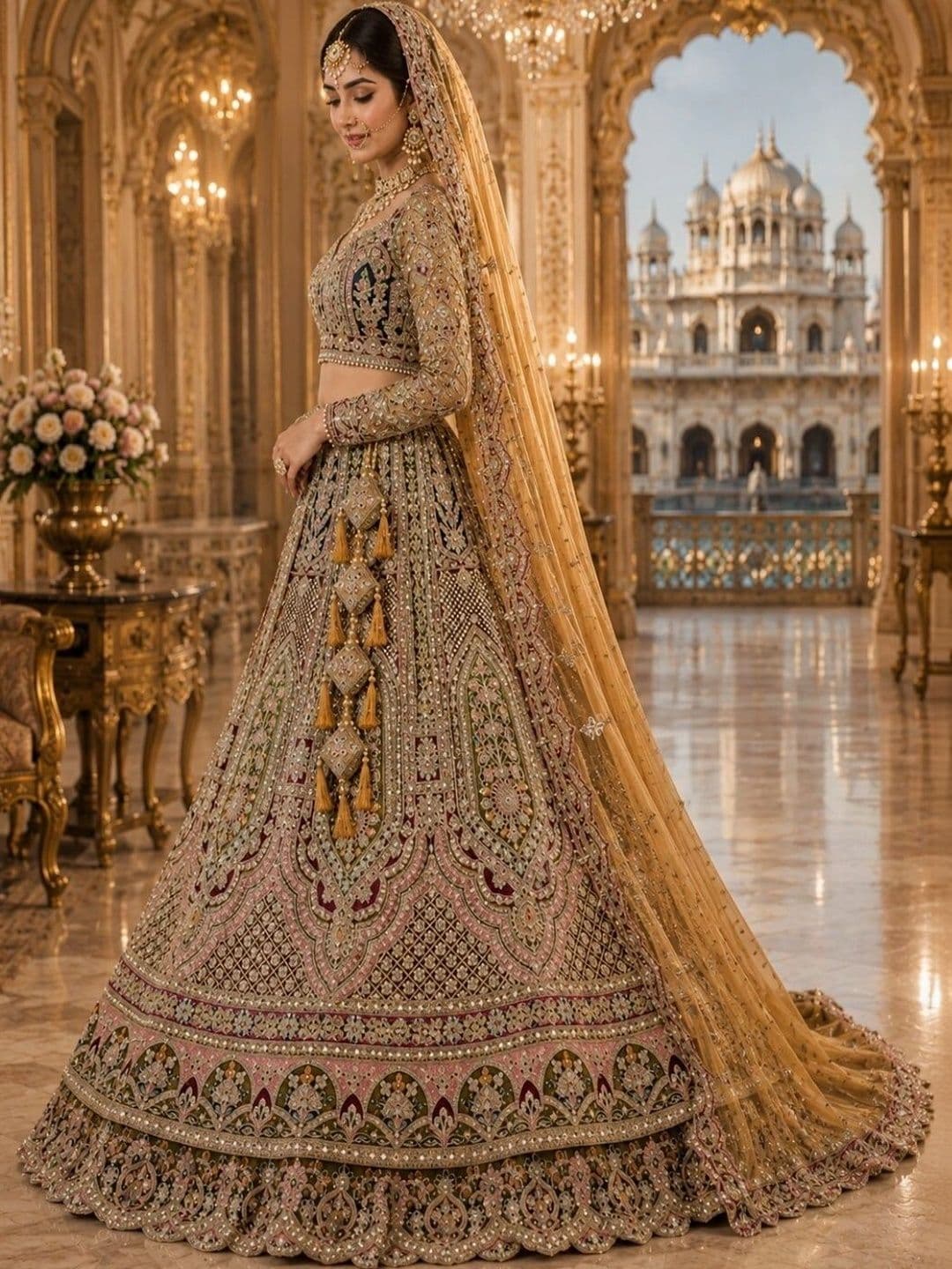 JIYANA WOMENS CHOICE Embellished Sequinned Semi-Stitched Lehenga & Unstitched Blouse With Dupatta thumbnail 4