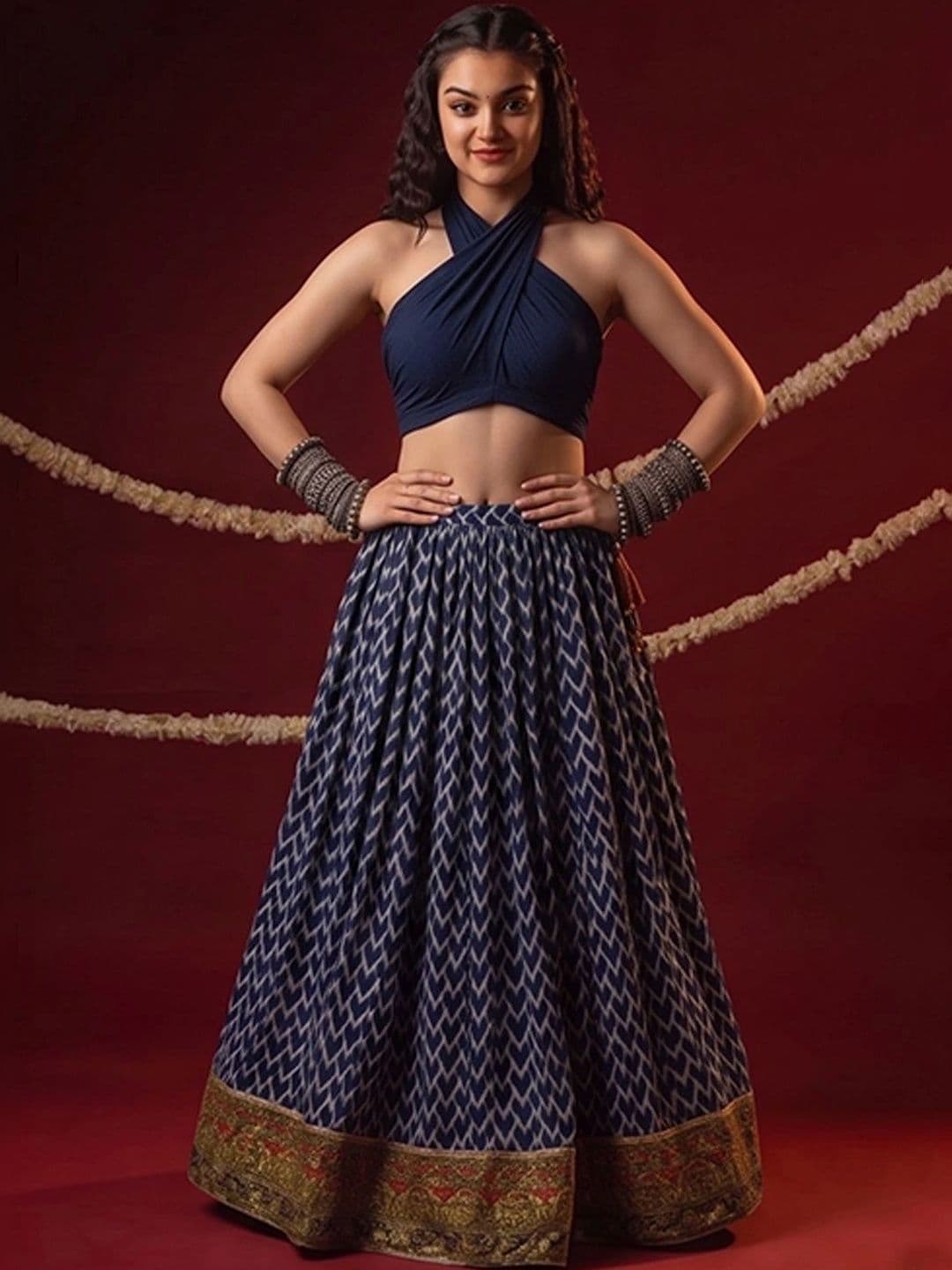 Varanga Women Geometric Maxi Flared Skirt thumbnail 4
