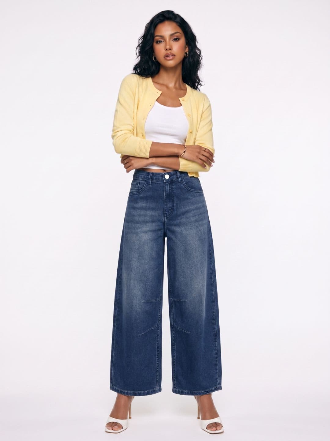 glitchez Women Barrel Fit Mid-Rise Heavy Fade Stretchable Jeans thumbnail 5