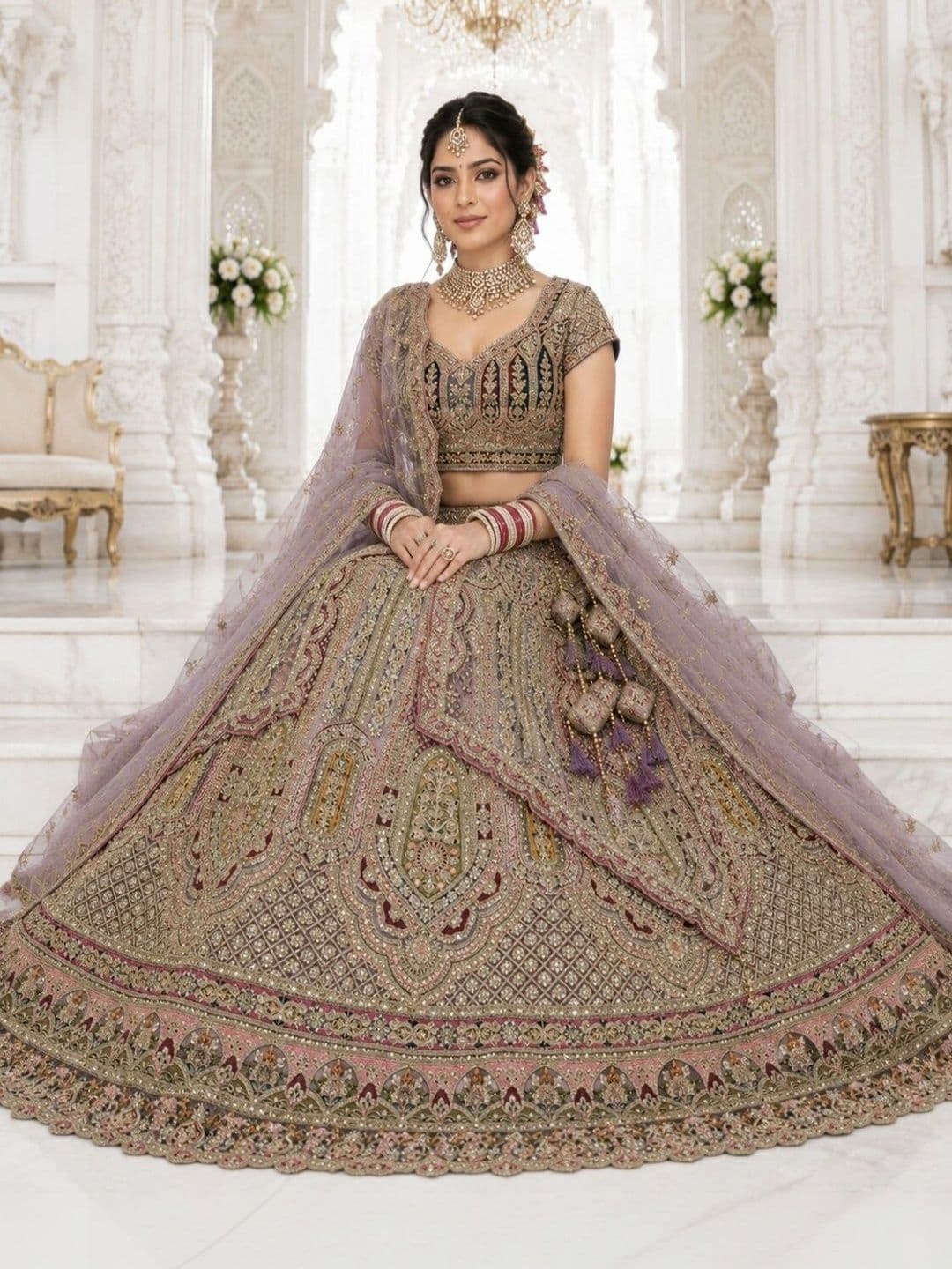 JIYANA WOMENS CHOICE Embellished Semi-Stitched Lehenga & Unstitched Blouse With Dupatta thumbnail 6