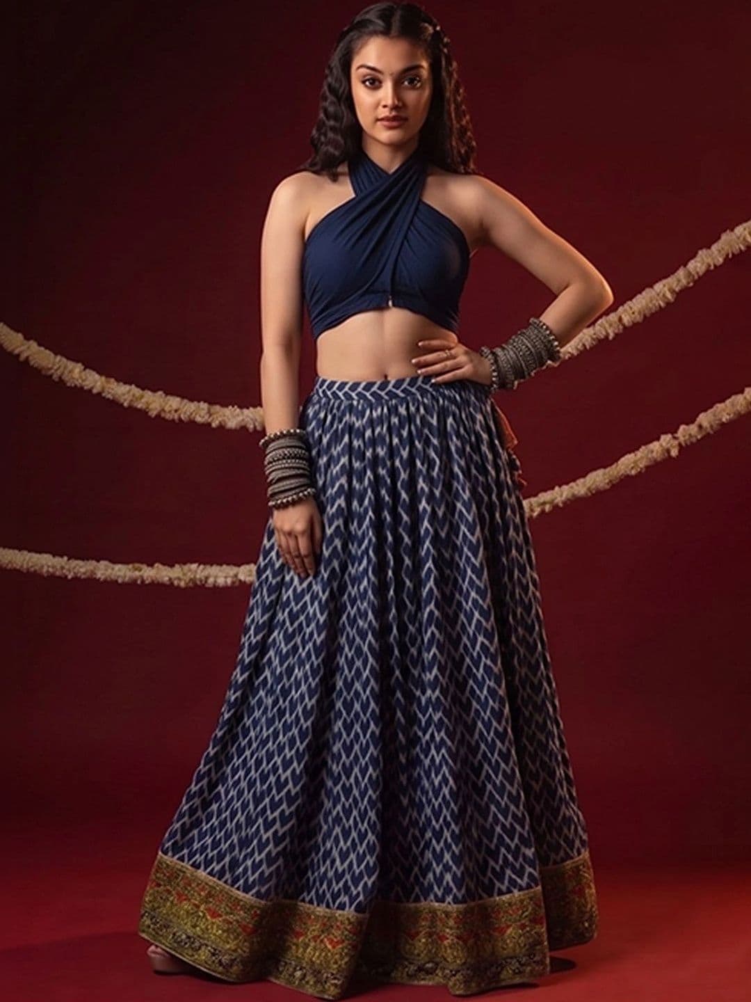 Varanga Women Geometric Maxi Flared Skirt thumbnail 2