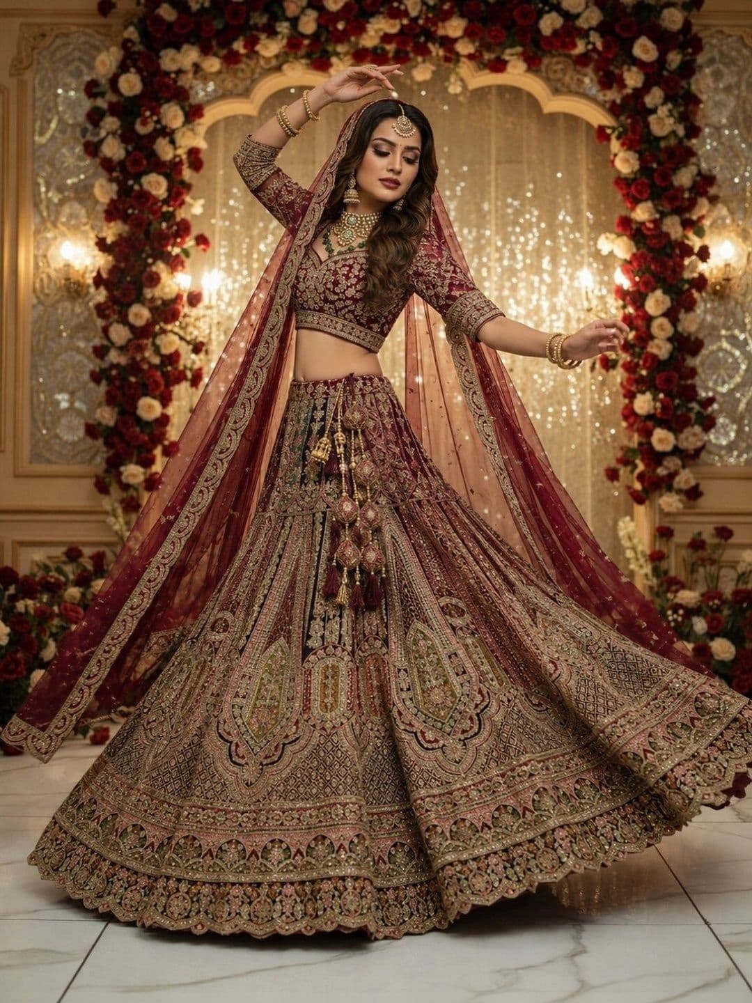 JIYANA WOMENS CHOICE Embroidered Semi-Stitched Lehenga & Unstitched Blouse With Dupatta thumbnail 3