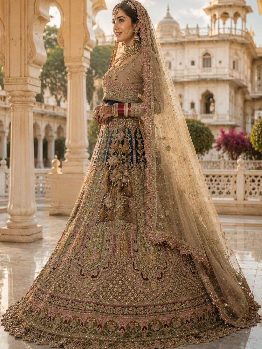 JIYANA WOMENS CHOICE Embroidered Sequinned Semi-Stitched Lehenga & Unstitched Blouse With Dupatta thumbnail 4