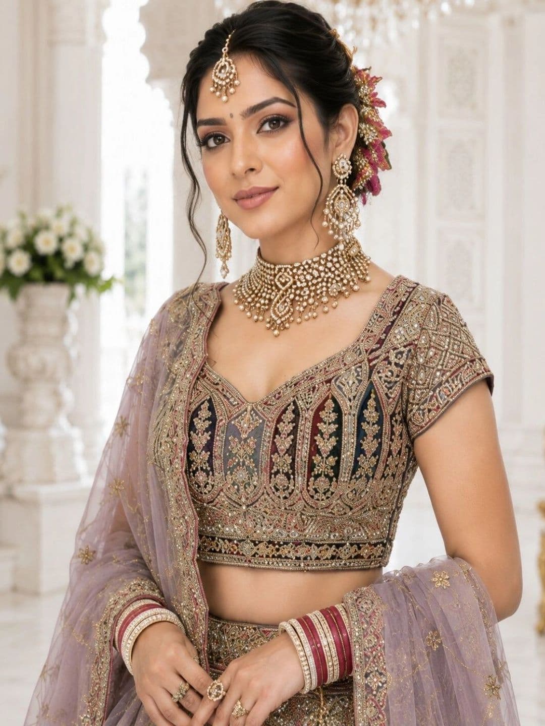 JIYANA WOMENS CHOICE Embellished Semi-Stitched Lehenga & Unstitched Blouse With Dupatta thumbnail 2