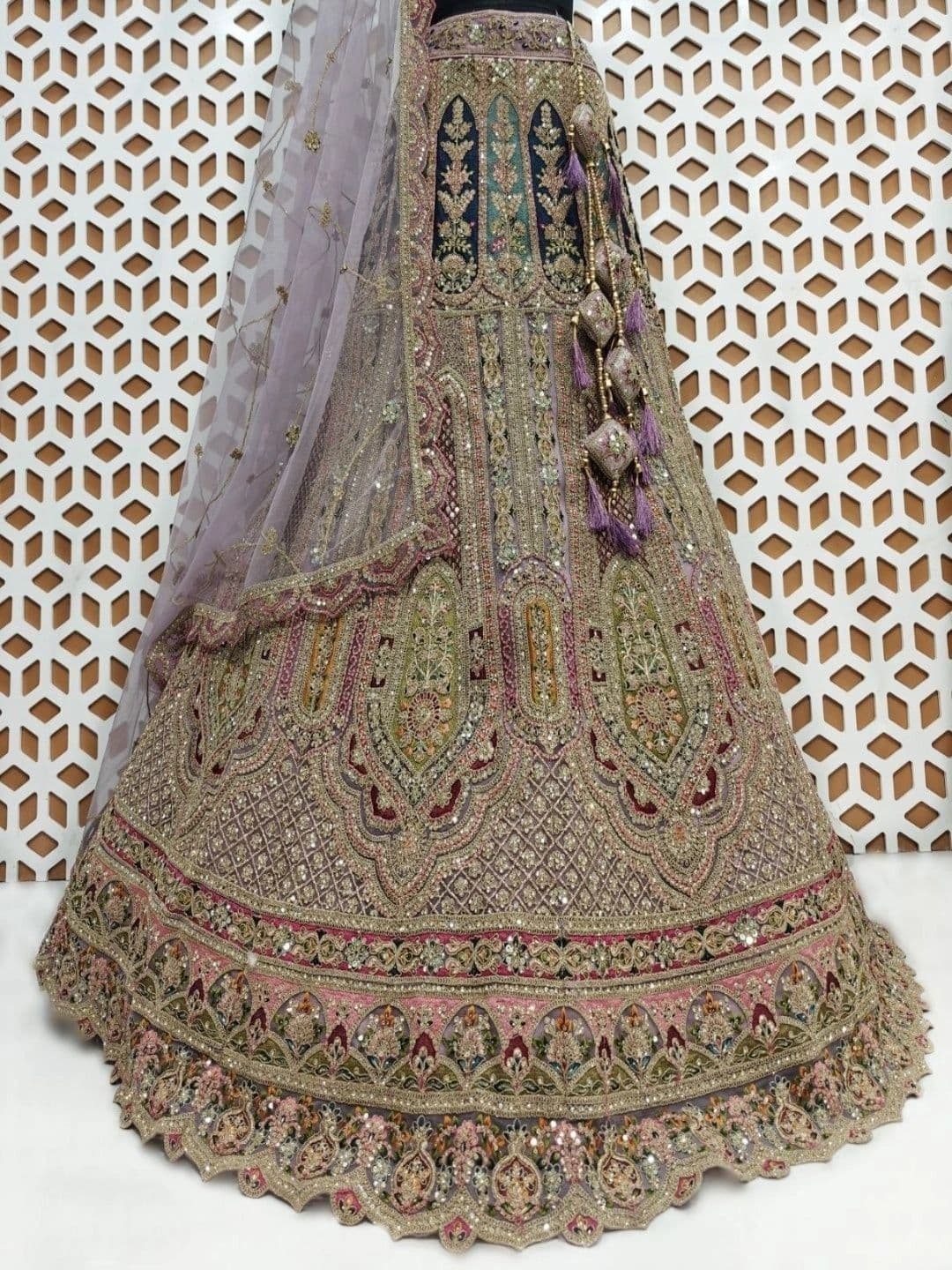JIYANA WOMENS CHOICE Embellished Semi-Stitched Lehenga & Unstitched Blouse With Dupatta thumbnail 4