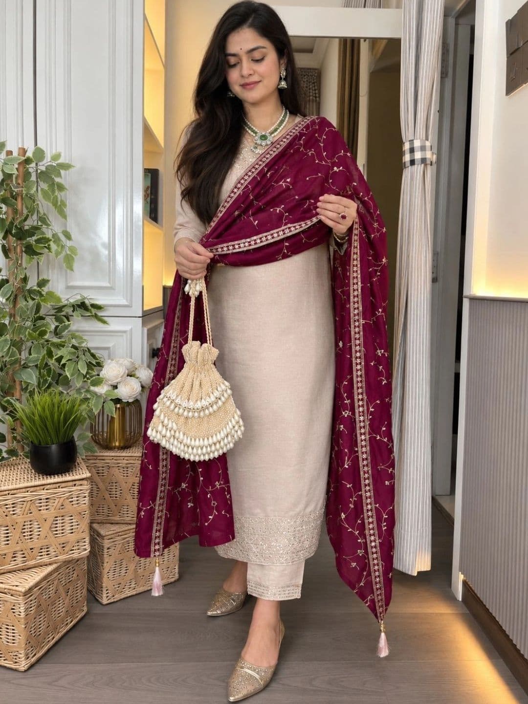 Anouk Rustic Women Embroidered Regular Kurta with Trousers & With Dupatta thumbnail 6