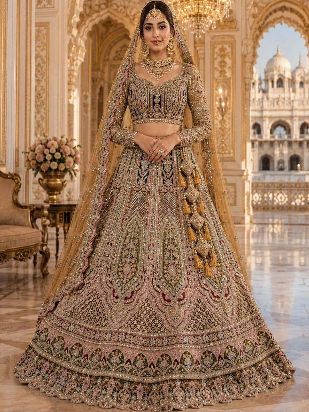 JIYANA WOMENS CHOICE Embellished Sequinned Semi-Stitched Lehenga & Unstitched Blouse With Dupatta - view 1