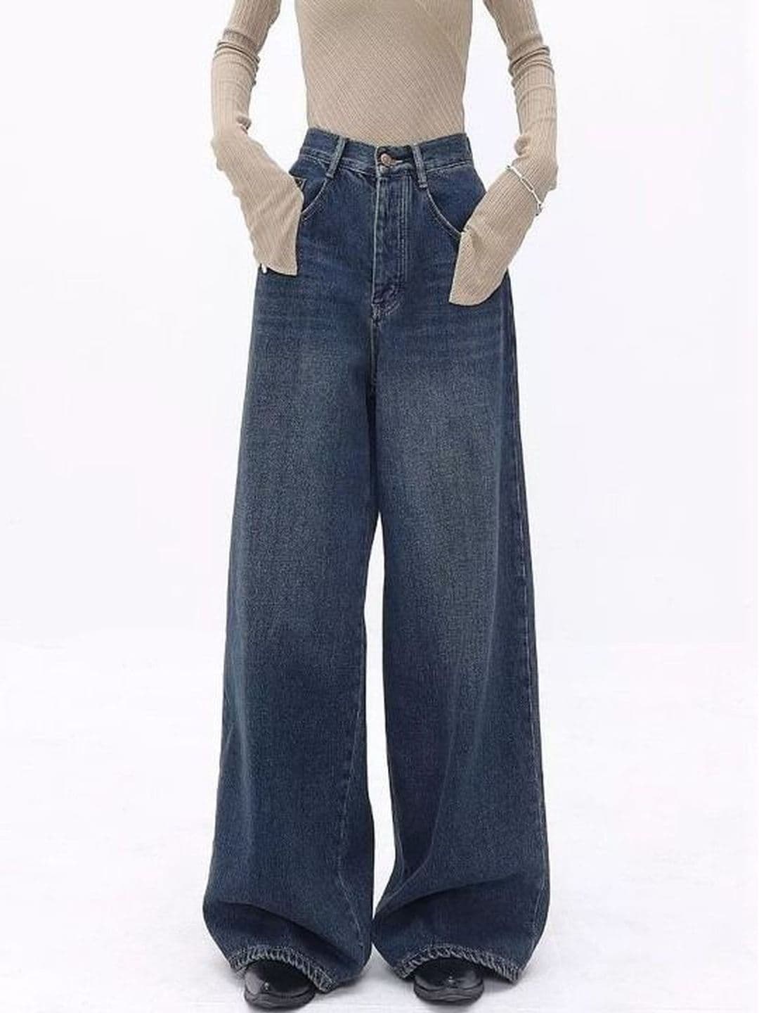 KASHIAN Women Smart Wide Leg High-Rise Heavy Fade Stretchable Jeans thumbnail 2