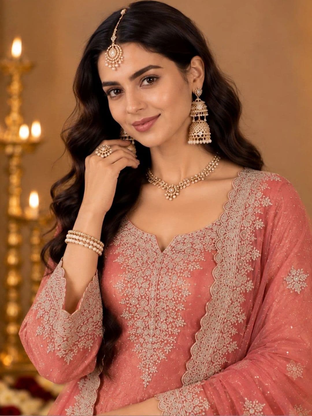 House of Pataudi Embroidered Mirror Work Ready to Wear Lehenga & Blouse With Dupatta thumbnail 2