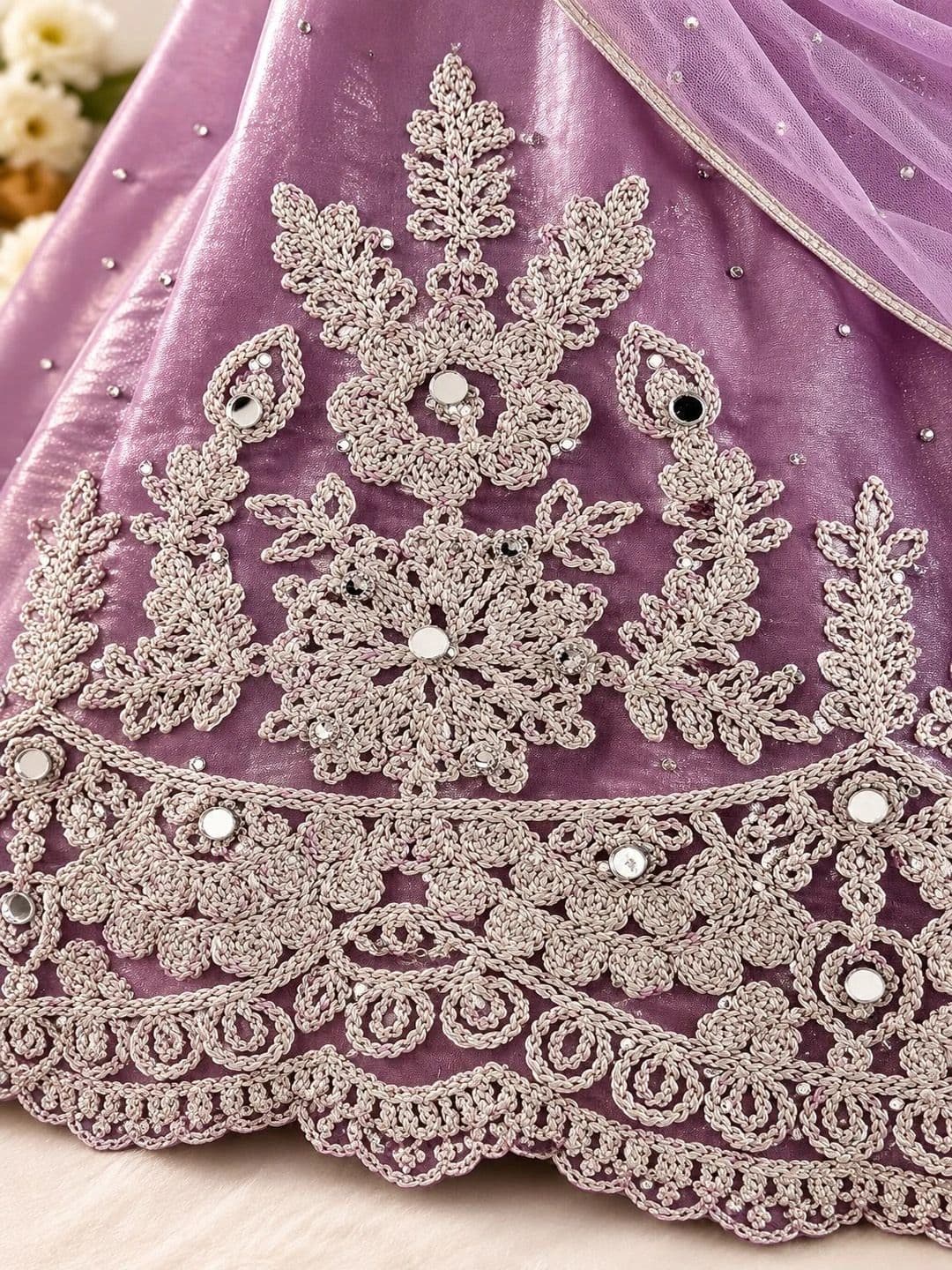 House of Pataudi Embroidered Thread Work Ready to Wear Lehenga & Blouse With Dupatta thumbnail 6