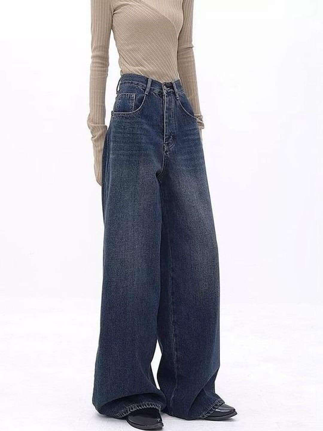 KASHIAN Women Smart Wide Leg High-Rise Heavy Fade Stretchable Jeans thumbnail 5