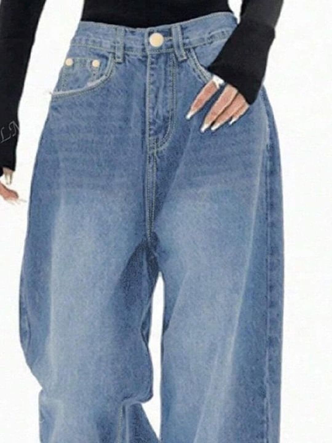 KASHIAN Women Smart Wide Leg High-Rise Heavy Fade Stretchable Jeans thumbnail 4