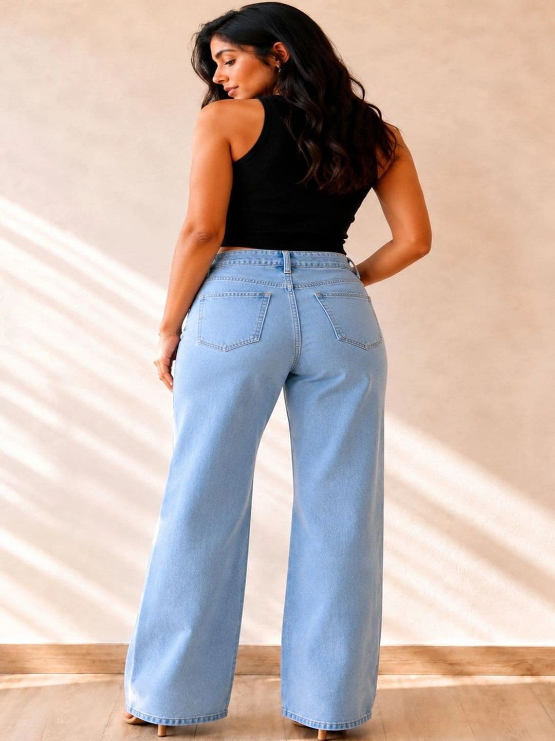 DS CREATIVE Women Wide Leg Mid-Rise Embellished Jeans thumbnail 4