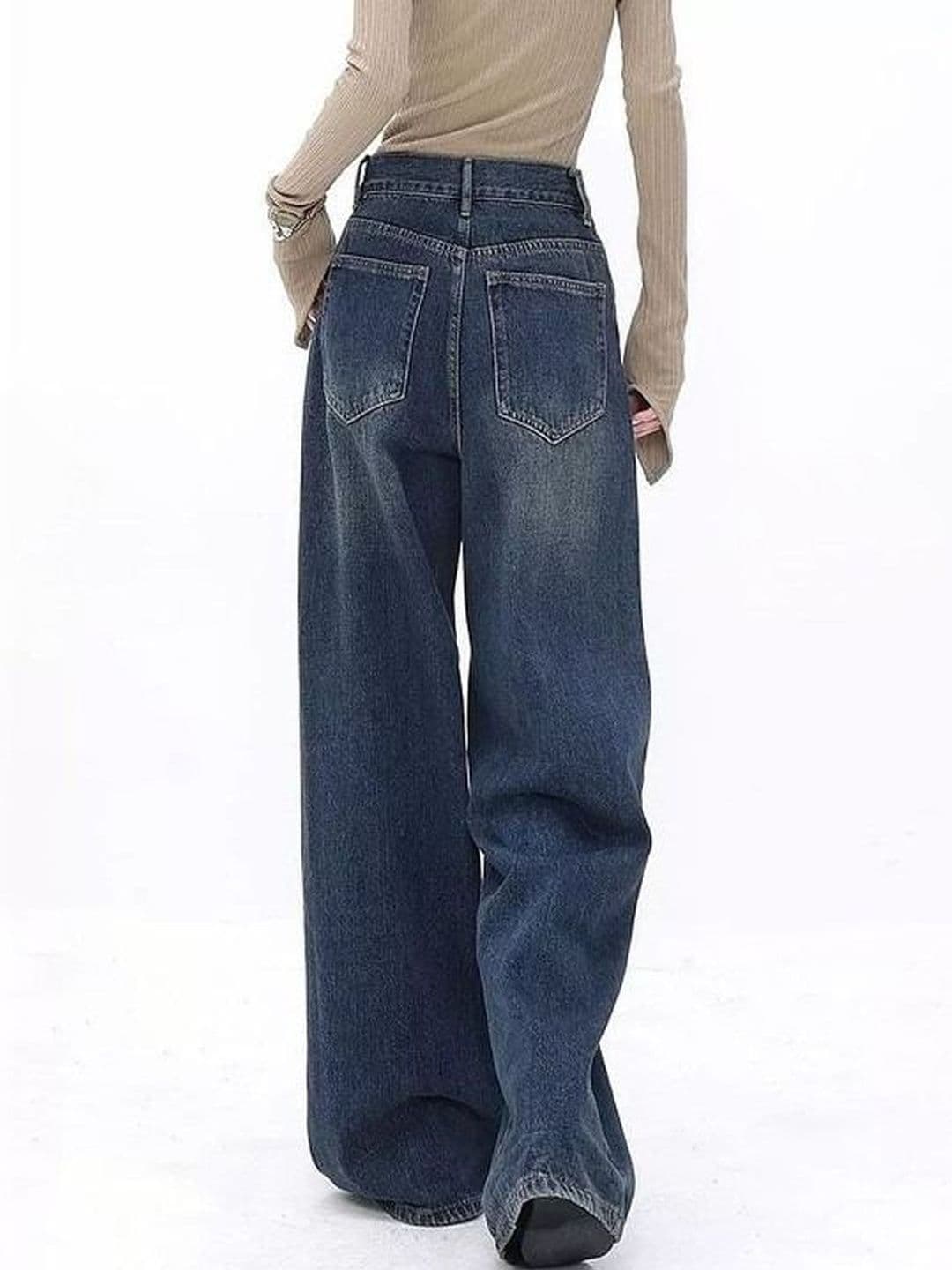 KASHIAN Women Smart Wide Leg High-Rise Heavy Fade Stretchable Jeans thumbnail 4