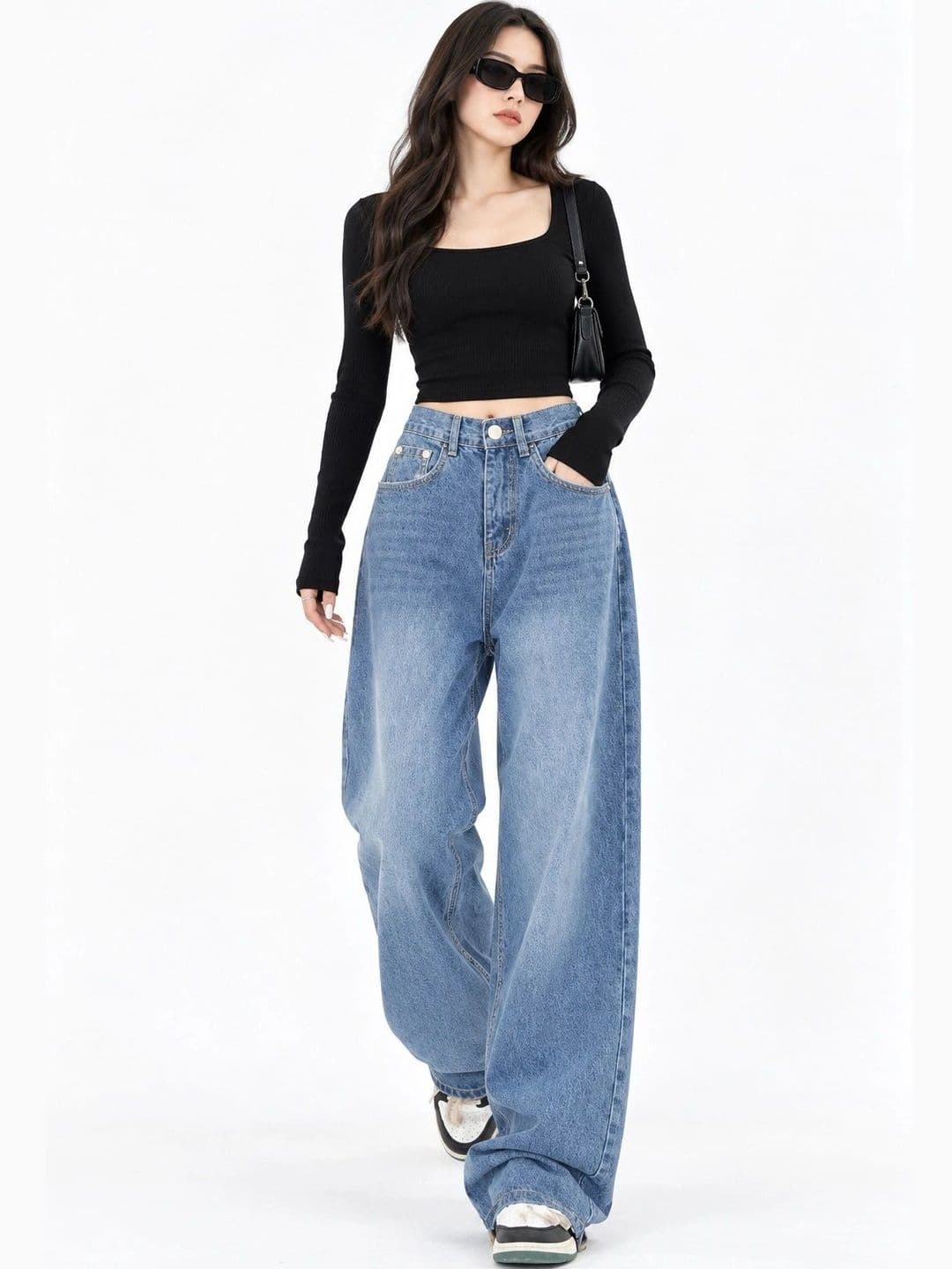KASHIAN Women Smart Wide Leg High-Rise Heavy Fade Stretchable Jeans - view 1
