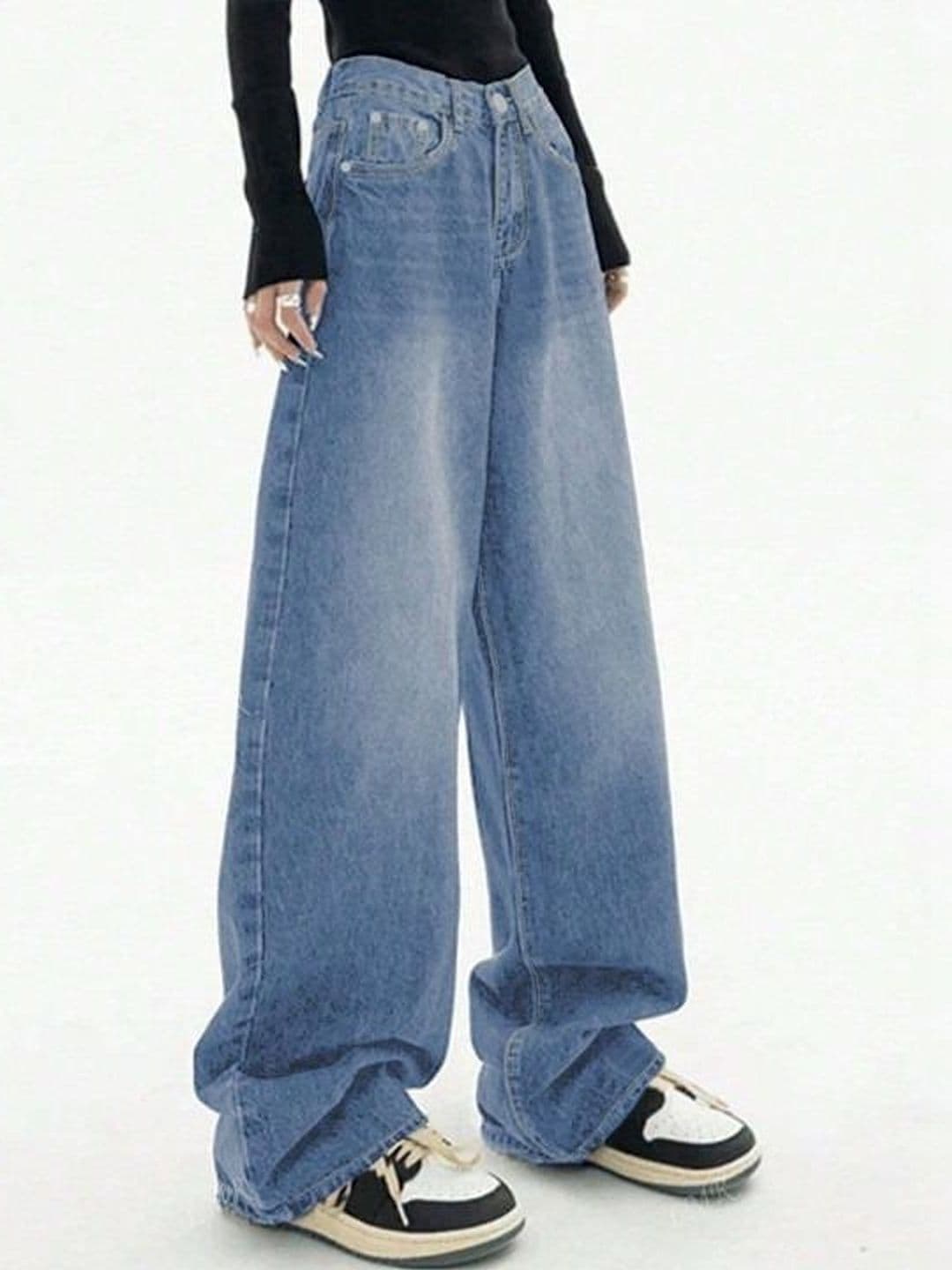 KASHIAN Women Smart Wide Leg High-Rise Heavy Fade Stretchable Jeans thumbnail 6