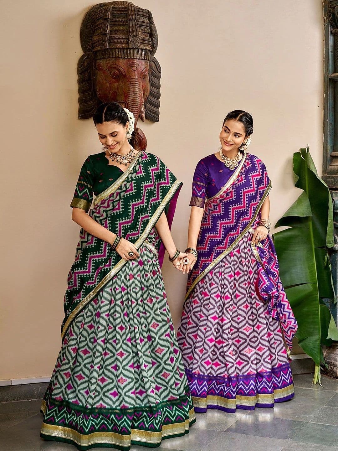 LOOKNBOOK ART Ikat Ready to Wear Lehenga & Unstitched Blouse With Dupatta thumbnail 4