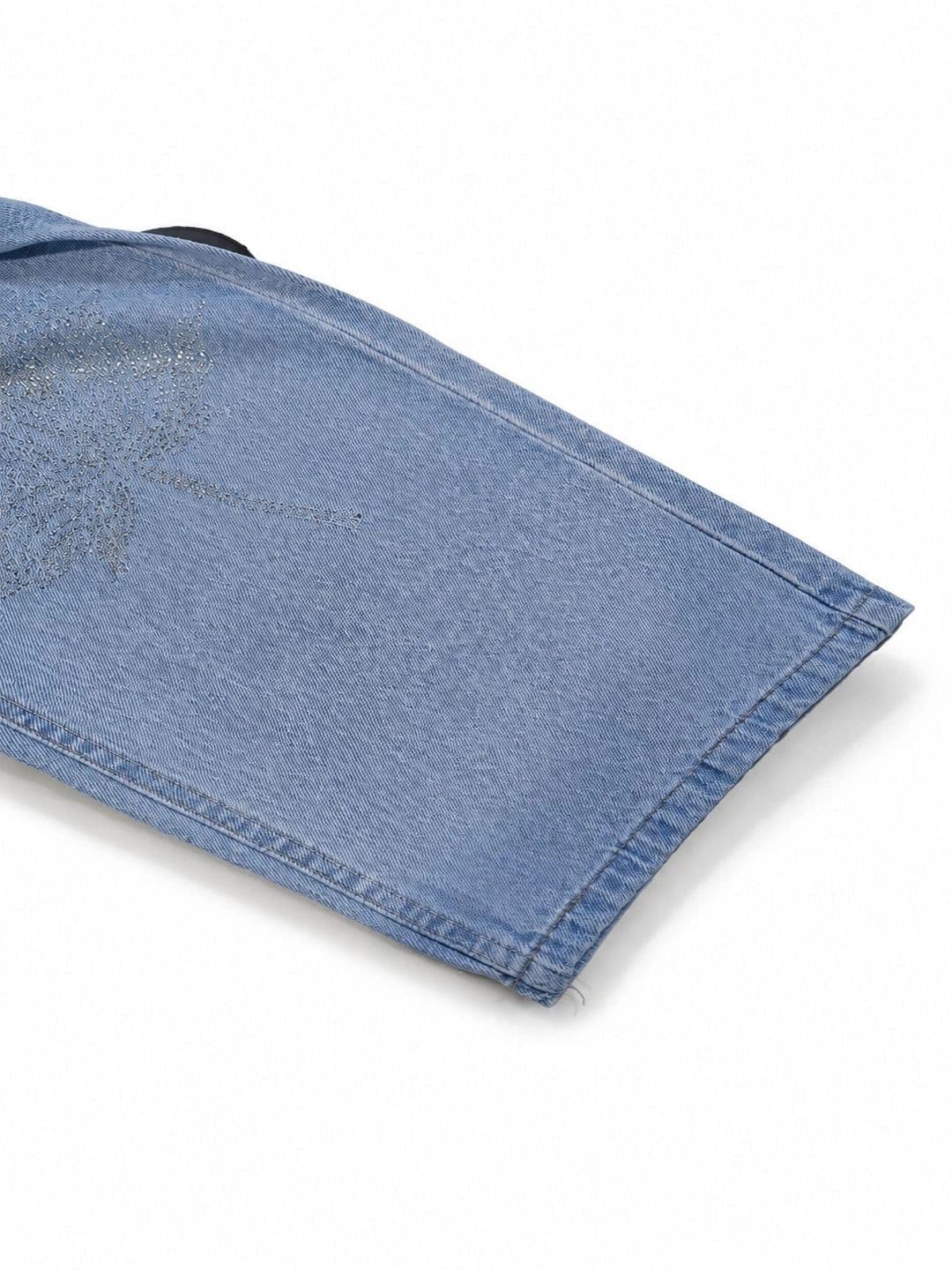 DS CREATIVE Women Wide Leg Mid-Rise Embellished Jeans thumbnail 2