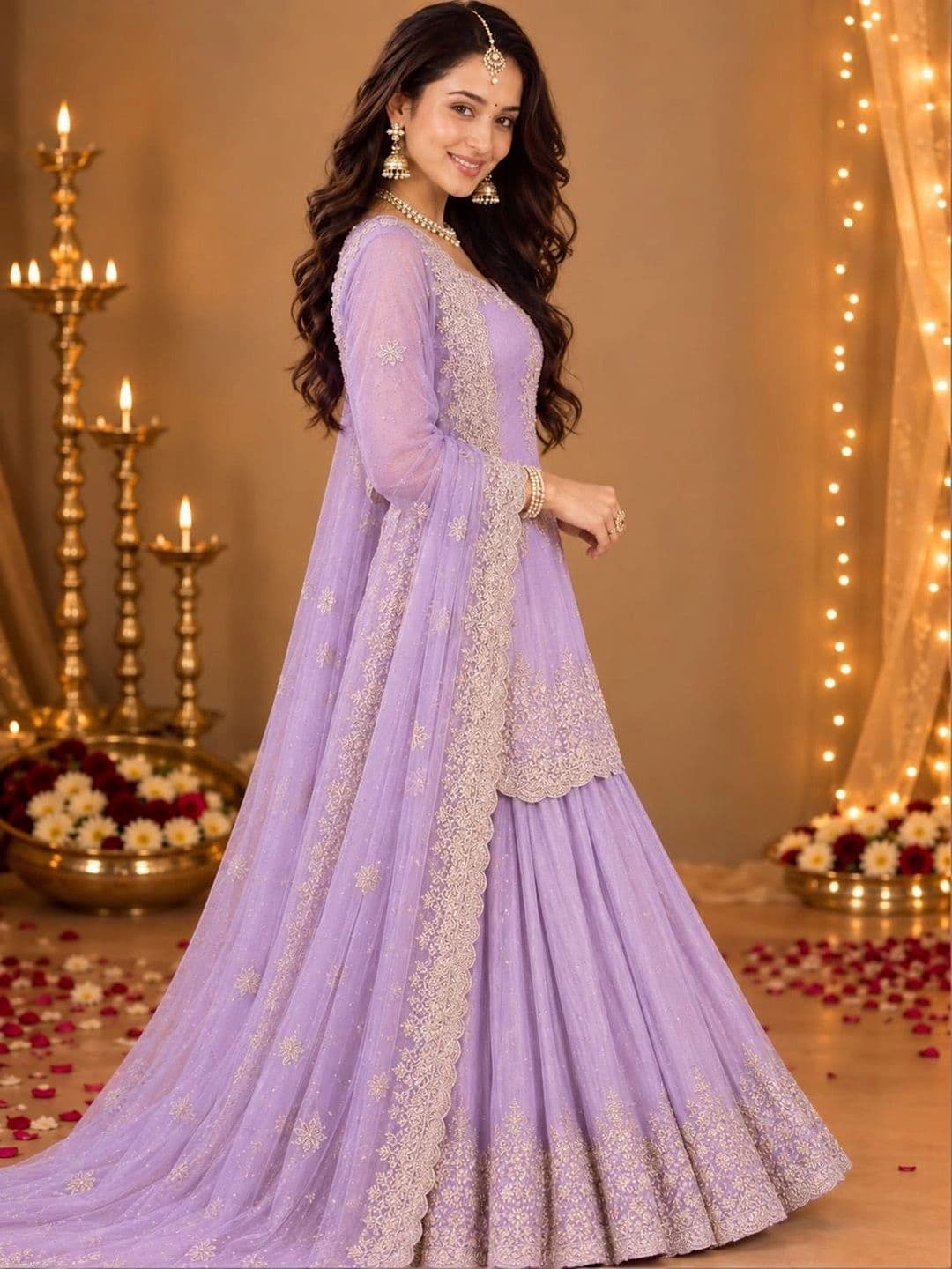 House of Pataudi Embroidered Thread Work Ready to Wear Lehenga & Blouse With Dupatta thumbnail 2