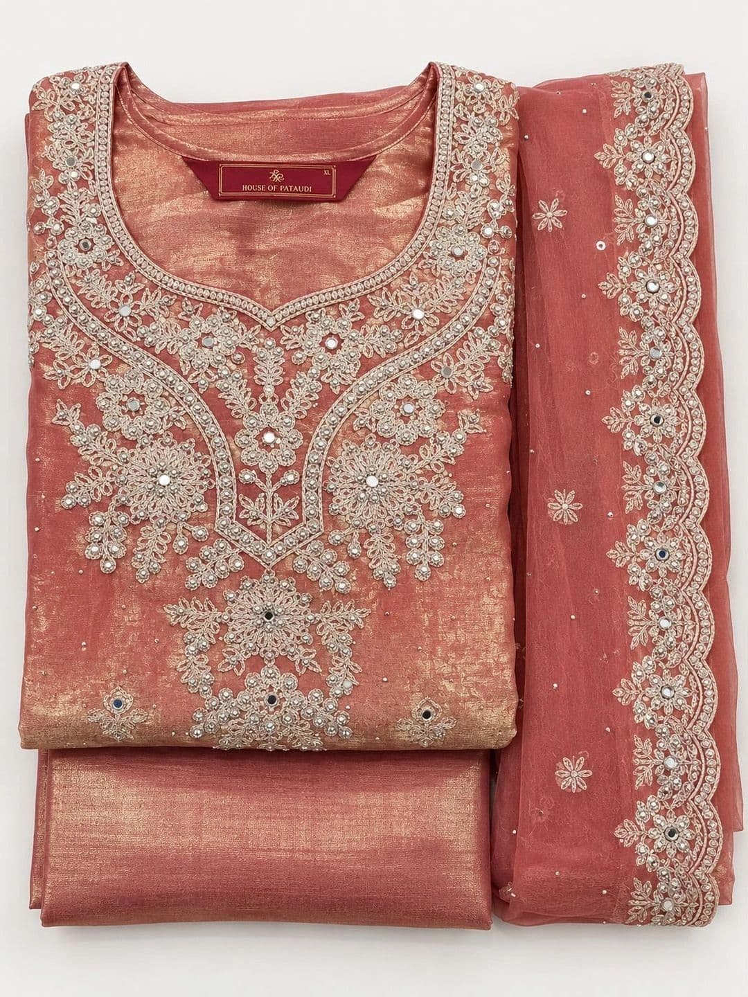 House of Pataudi Embroidered Mirror Work Ready to Wear Lehenga & Blouse With Dupatta thumbnail 6