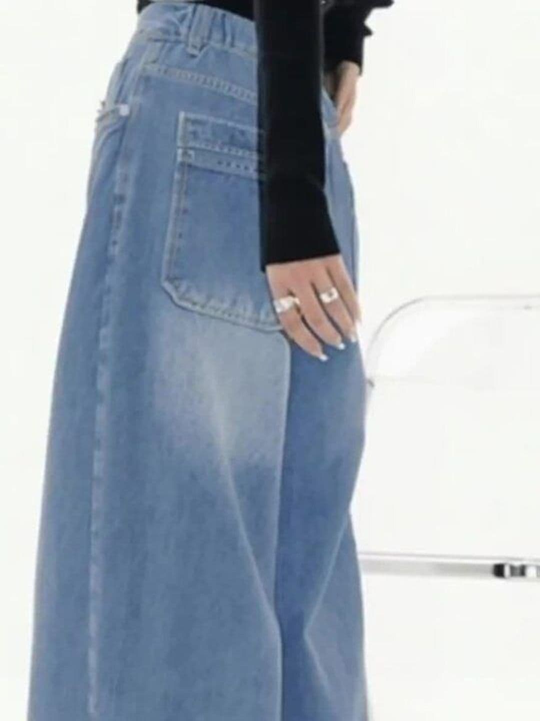 KASHIAN Women Smart Wide Leg High-Rise Heavy Fade Stretchable Jeans thumbnail 3