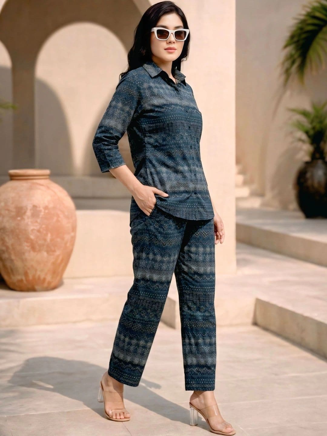 KIVOZ Bohemian Printed Shirt with Trousers thumbnail 3