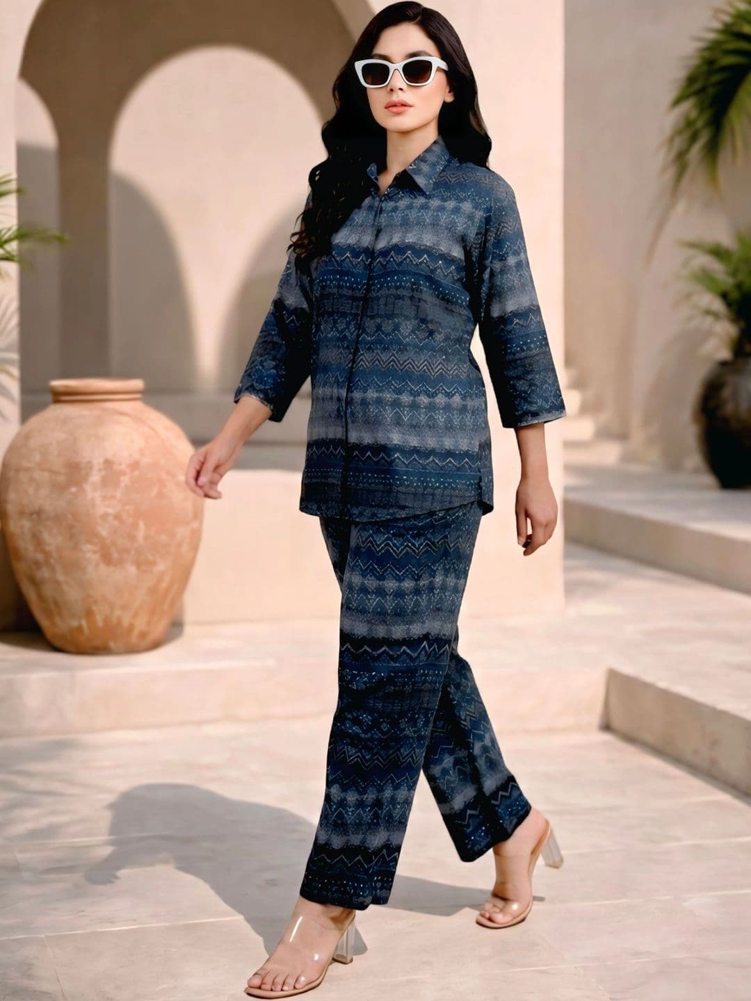 KIVOZ Bohemian Printed Shirt with Trousers - view 1