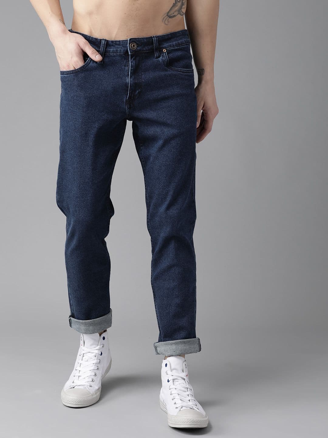The Roadster Lifestyle Co Men Navy Blue Slim Fit Mid-Rise Clean Look Stretchable Jeans - view 1