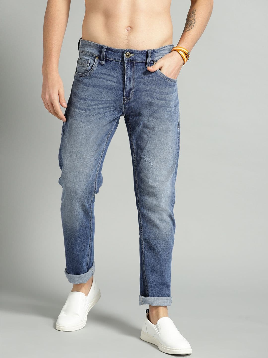 The Roadster Lifestyle Co Men Blue Slim Fit Mid-Rise Clean Look Stretchable Jeans - view 1