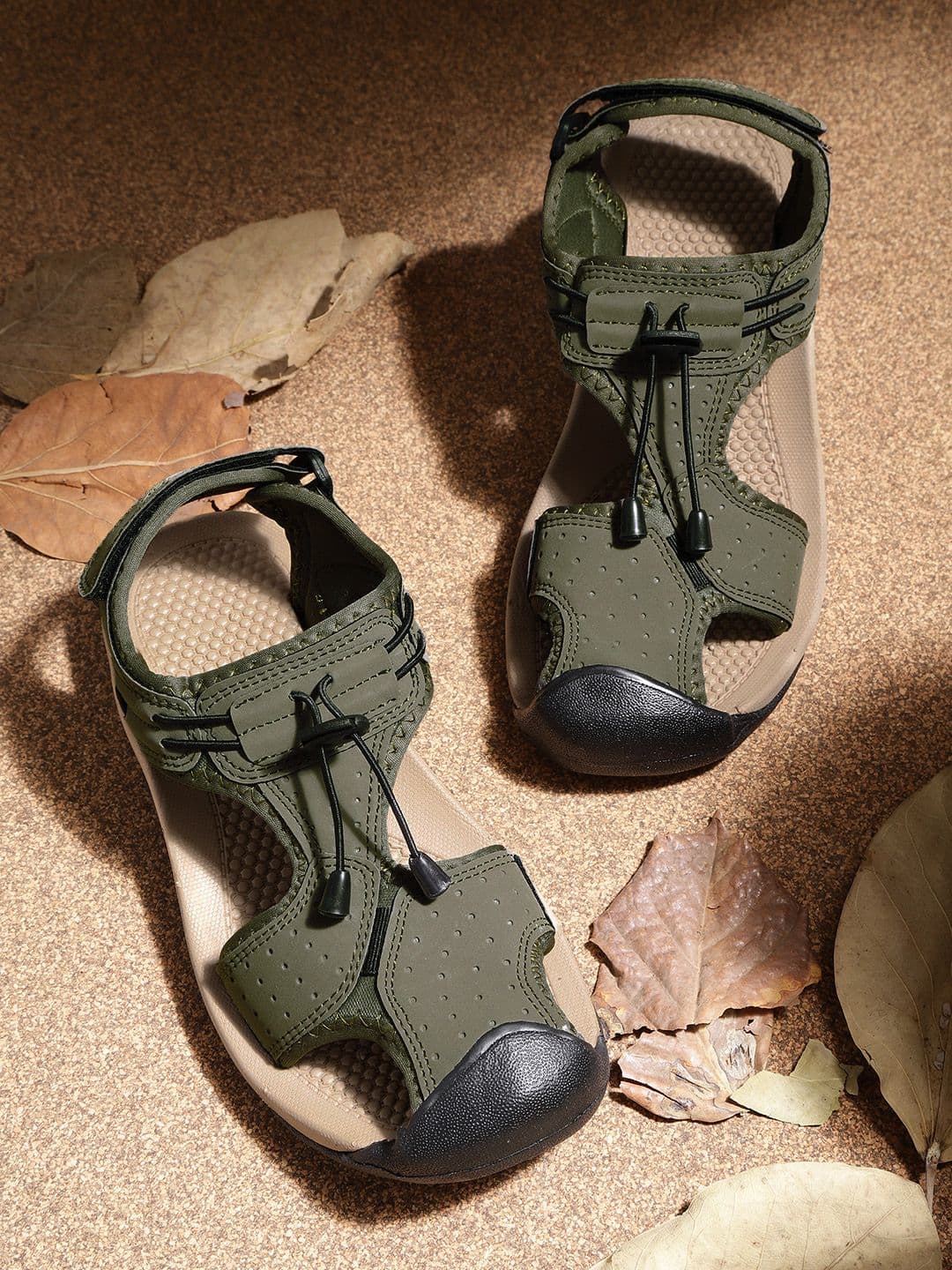 The Roadster Lifestyle Co Men Olive Green Perforated Sports Sandals - view 1