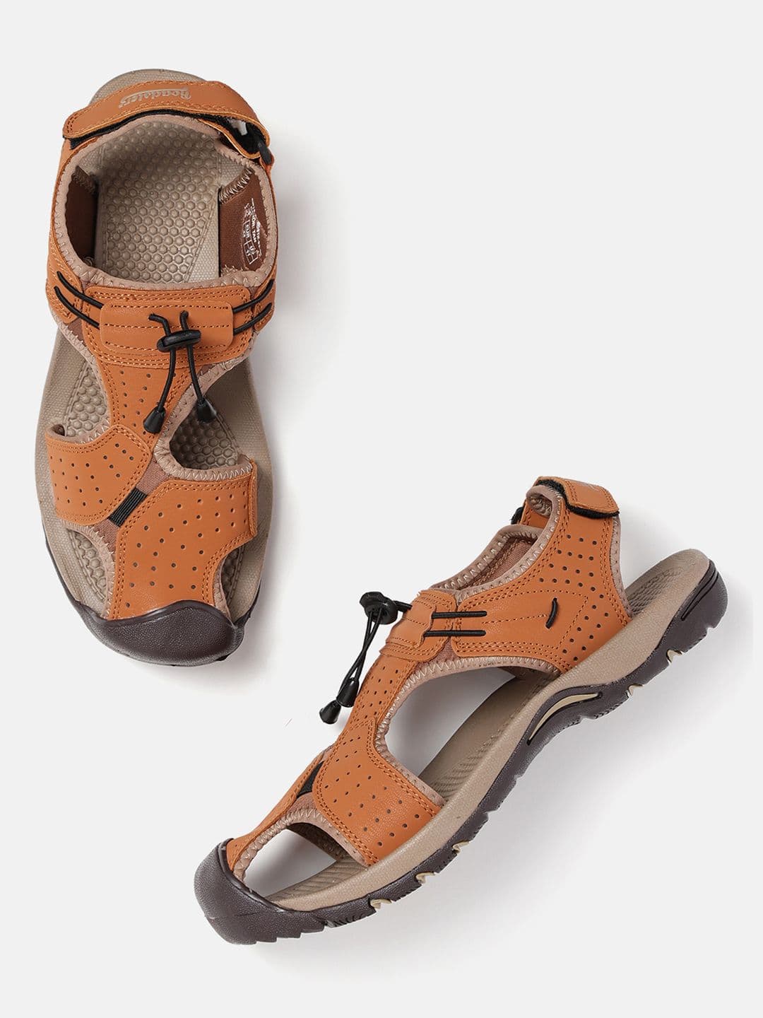 The Roadster Lifestyle Co Men Tan Brown Perforated Sports Sandals - view 1