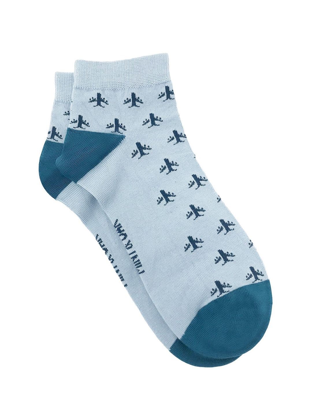 Mint & Oak Men Blue & Green Patterned Ankle-Length Socks - view 1