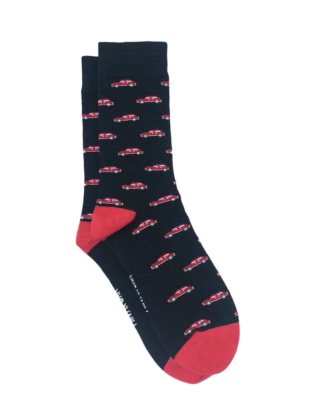 Mint & Oak Men Black & Red Patterned Calf-Length Socks - view 1