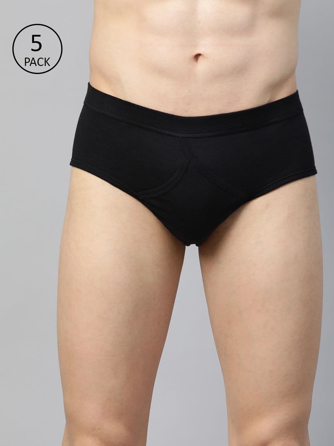 Marks & Spencer Men Pack Of 5 Black Solid Cotton Briefs - view 1