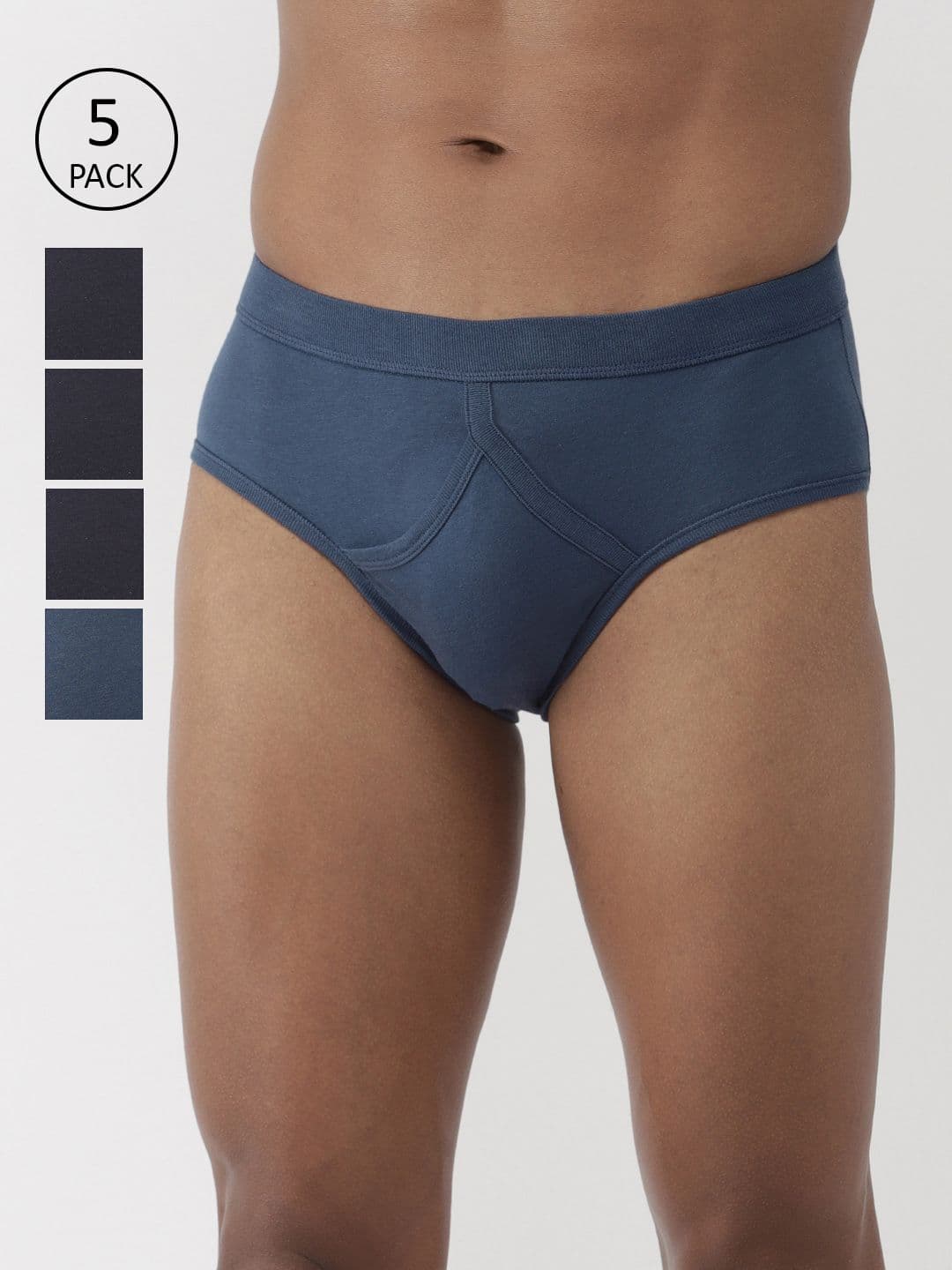 Marks & Spencer Men Pack of 5 Blue Solid Cotton Briefs - view 1