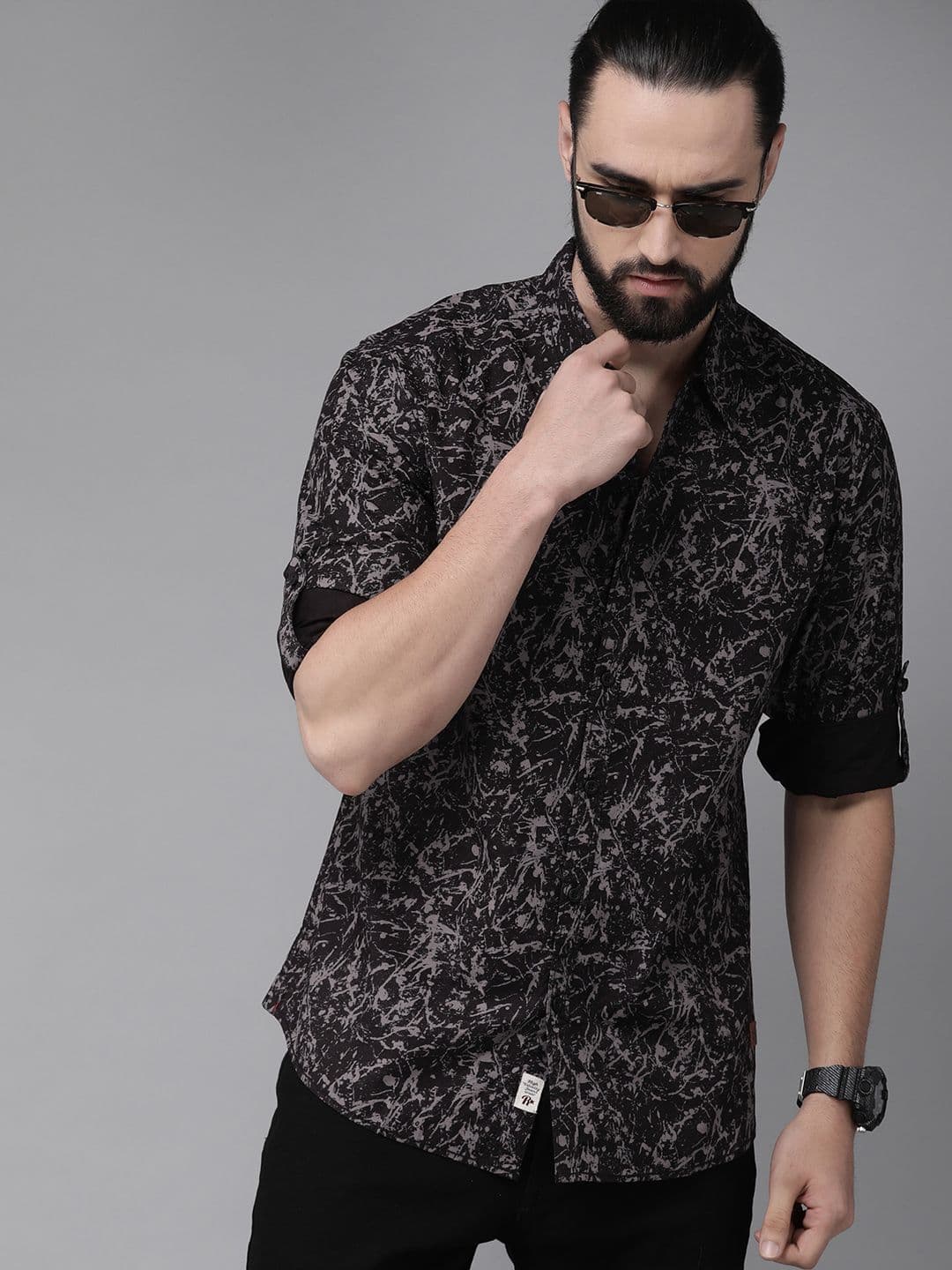 The Roadster Lifestyle Co Men Black Regular Fit Printed Casual Shirt - view 1