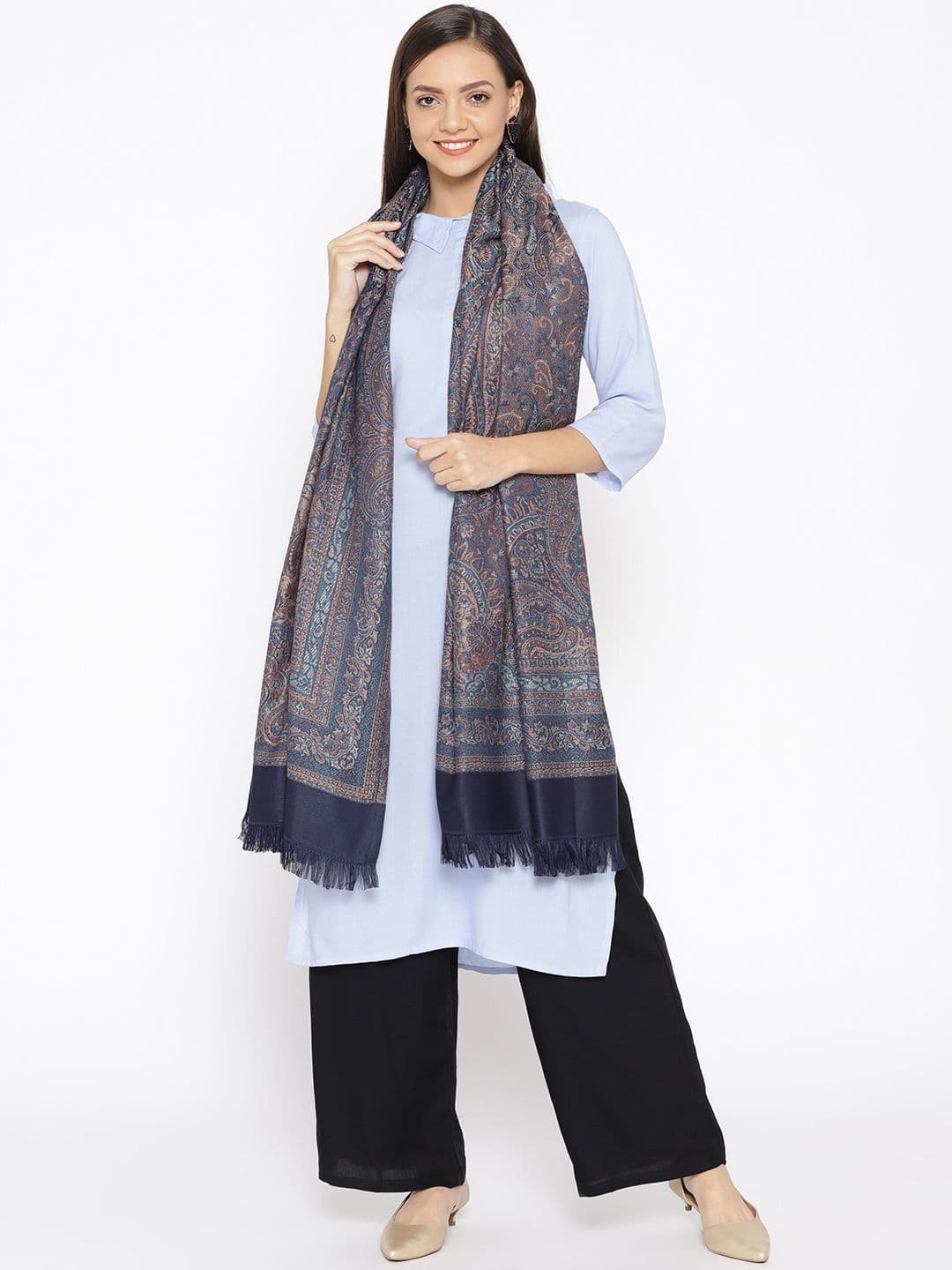 WEAVERS VILLA Women Woven Design Winter Shawl - view 1