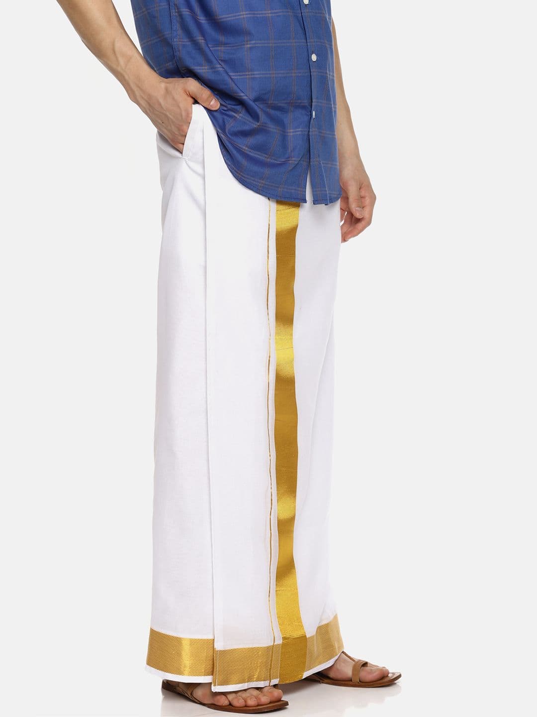 Sethukrishna Men White Solid Readymade Dhoti - view 1