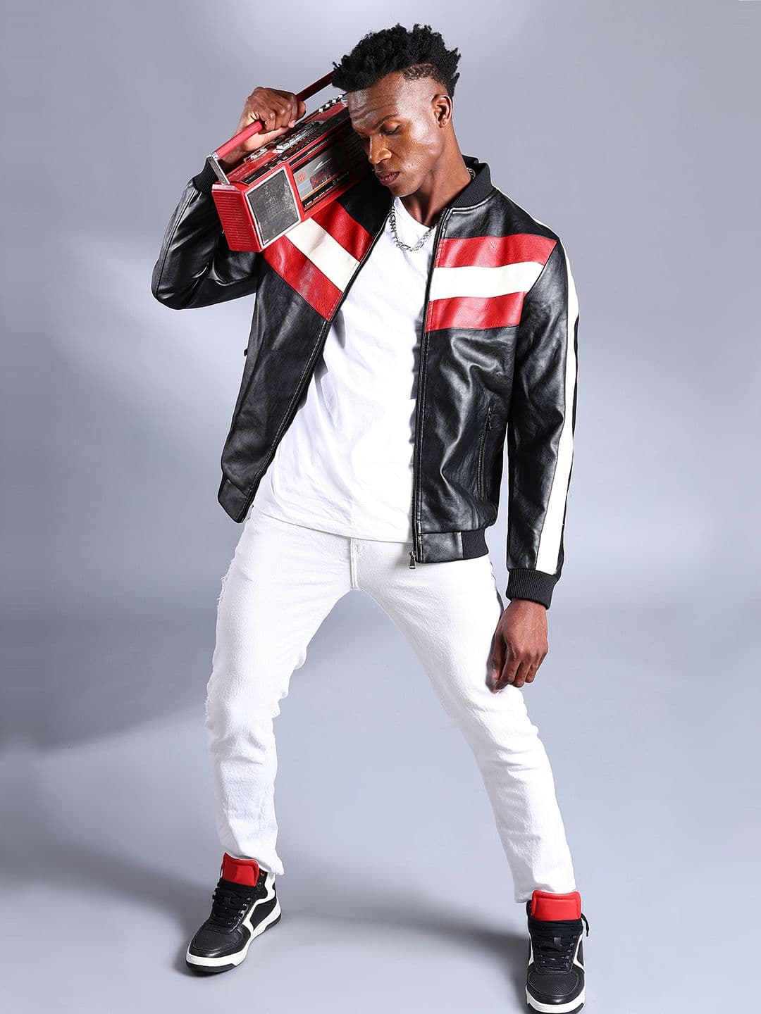 The Indian Garage Co Men Colourblock Slim Fit Zip-Front Faux Biker Jacket - view 1