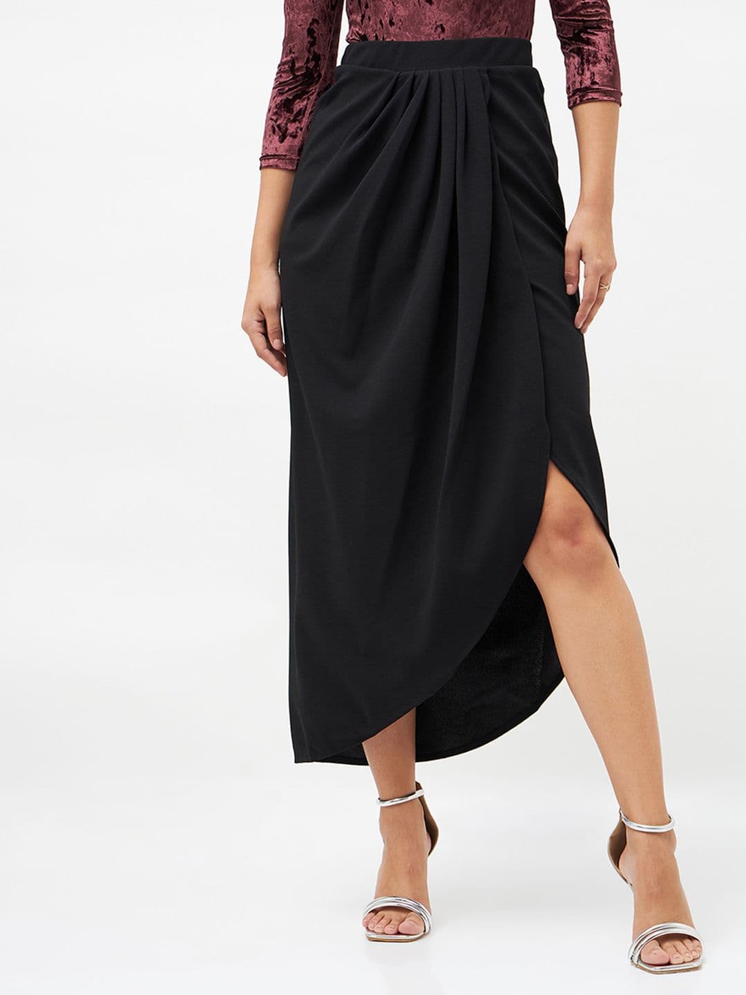 SASSAFRAS Black Midi Wrap Skirt - view 1