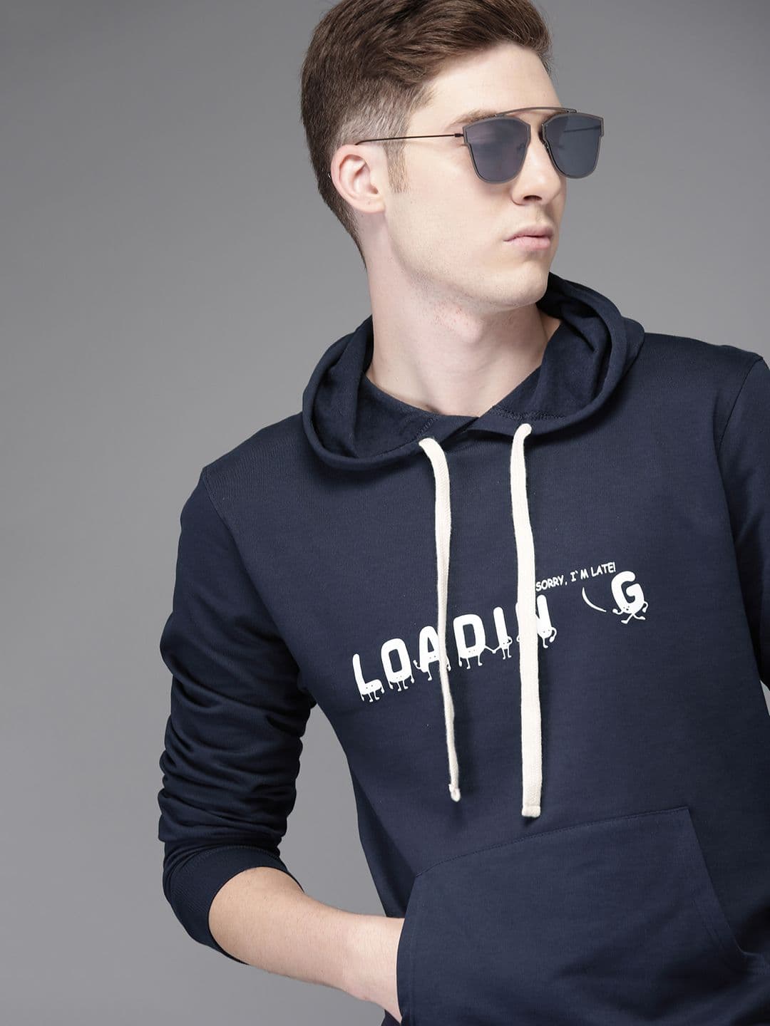 CAHOOT Men Navy Blue Printed Hooded Sweatshirt - view 1