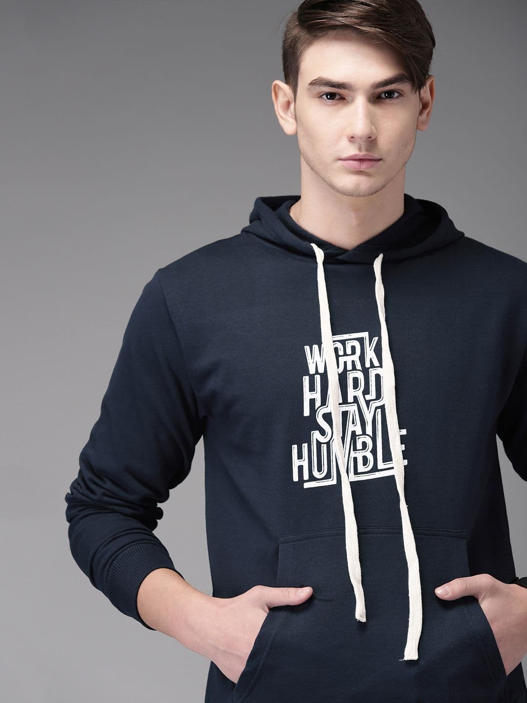 CAHOOT Men Navy Blue Printed Hooded Sweatshirt - view 1