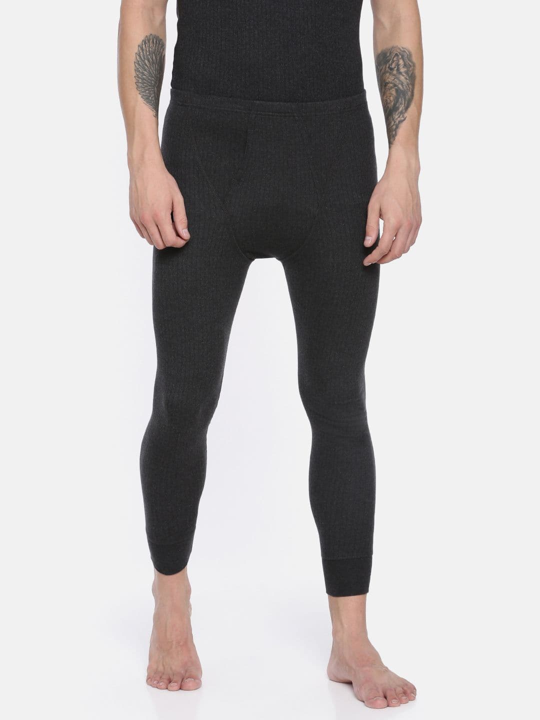 Van Heusen Innerwear Men Grey Solid Antibacterial Snug Fit Thermal Bottom - view 1